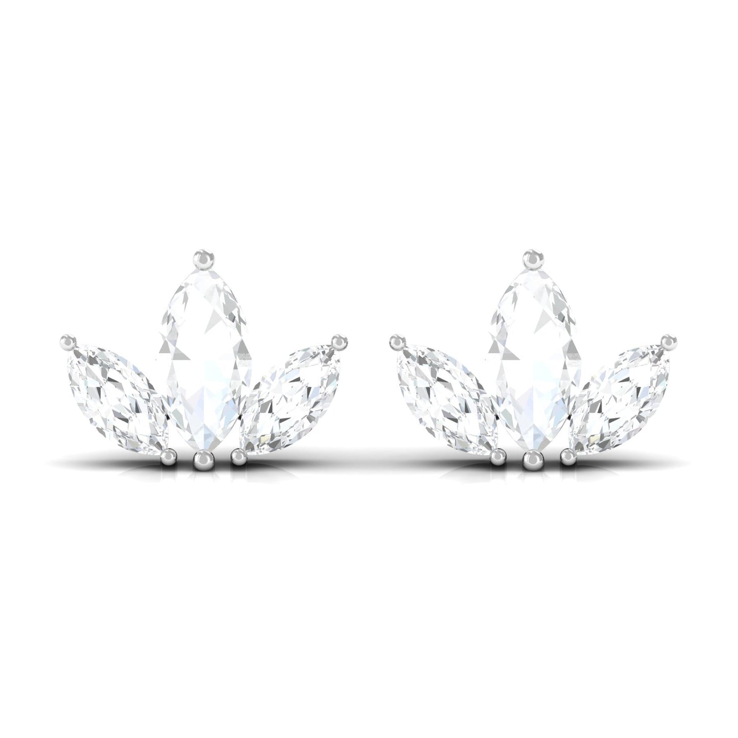 1/2 CT Marquise Cut Diamond Leaf Stud Earrings