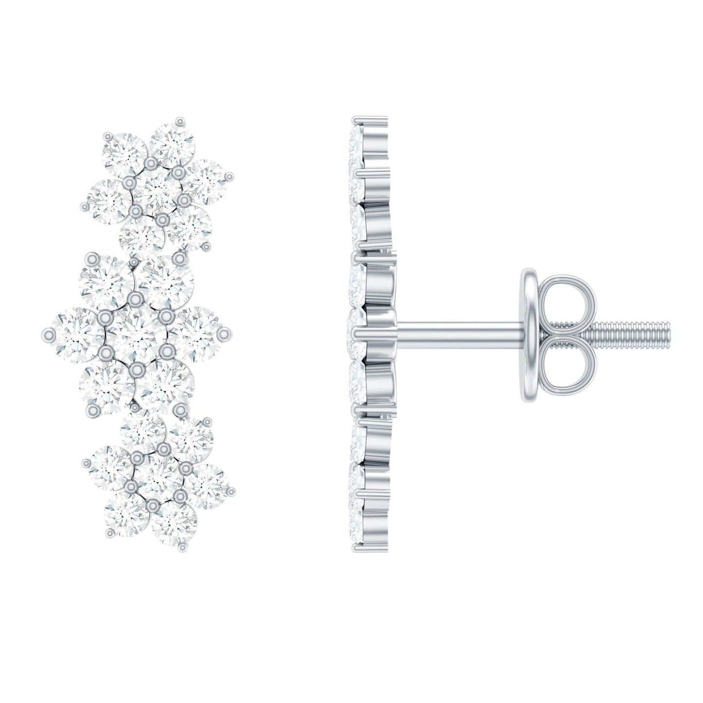 Certified Moissanite Flower Stud Earrings for Women