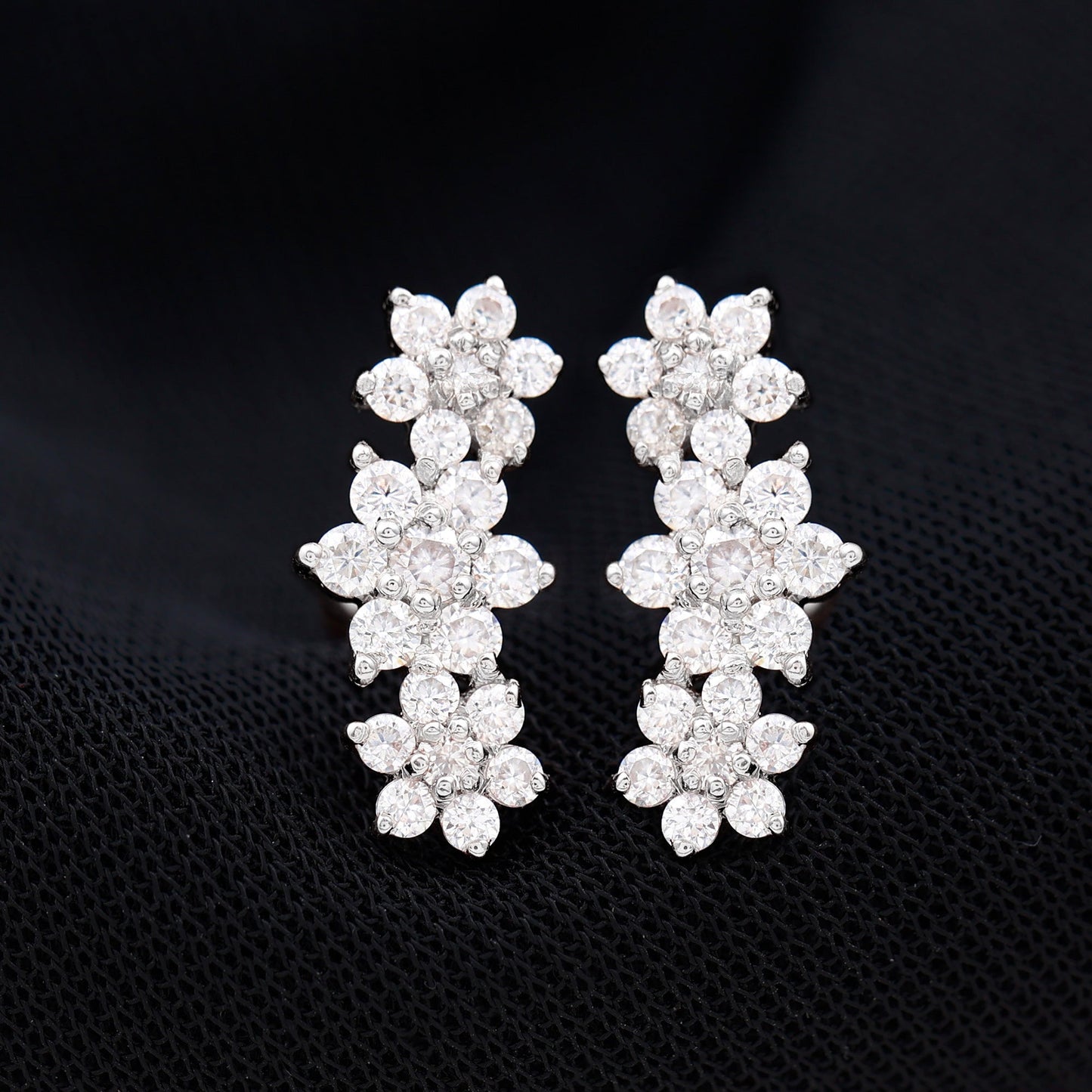 Certified Moissanite Flower Stud Earrings for Women