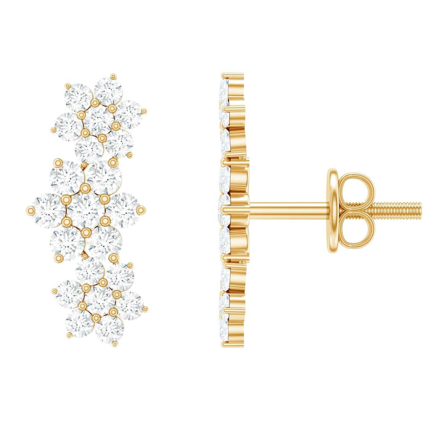Certified Moissanite Flower Stud Earrings for Women