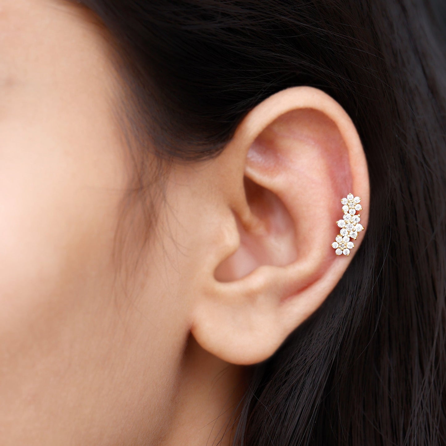 Certified Moissanite Flower Stud Earrings for Women