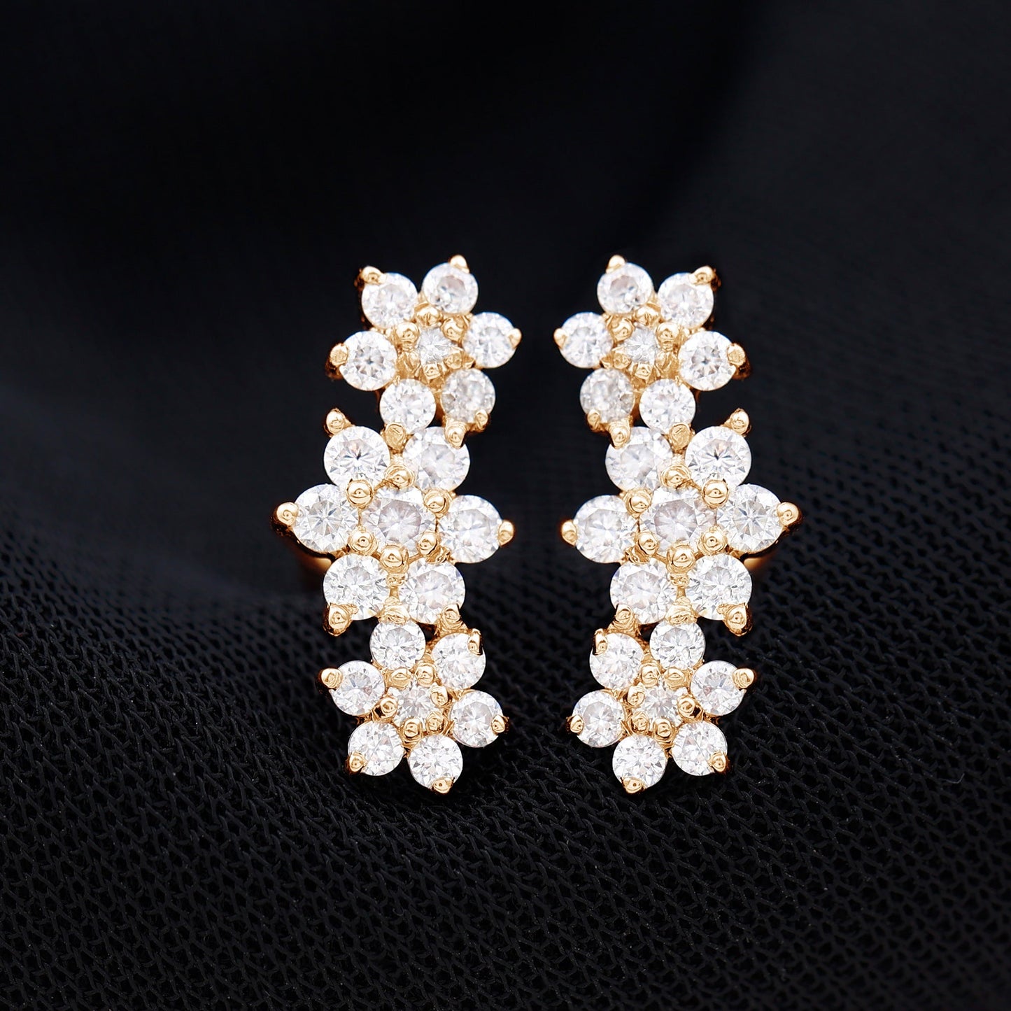 Certified Moissanite Flower Stud Earrings for Women