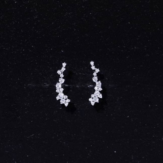 Certified Moissanite Ear Climber Earrings