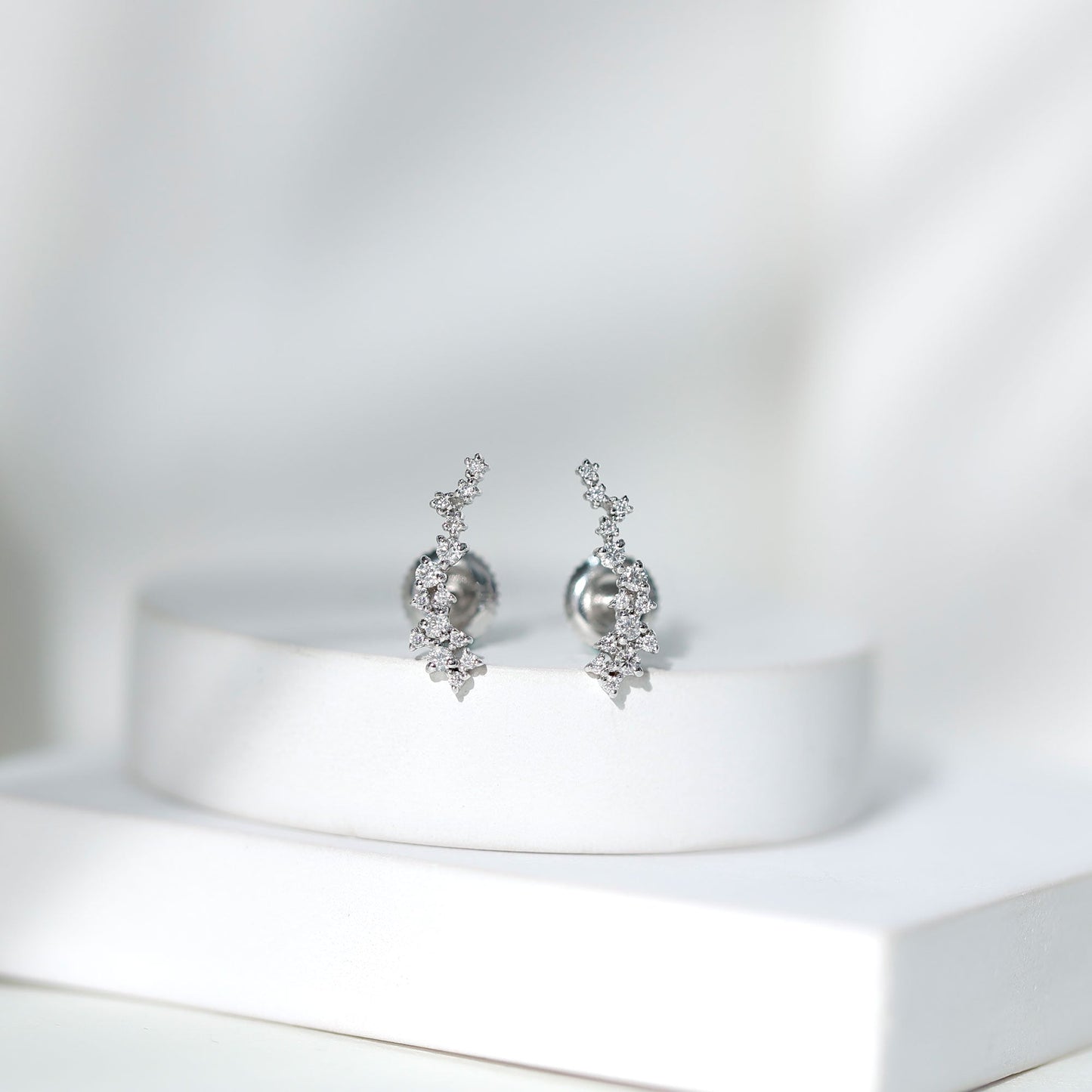 Certified Moissanite Ear Climber Earrings