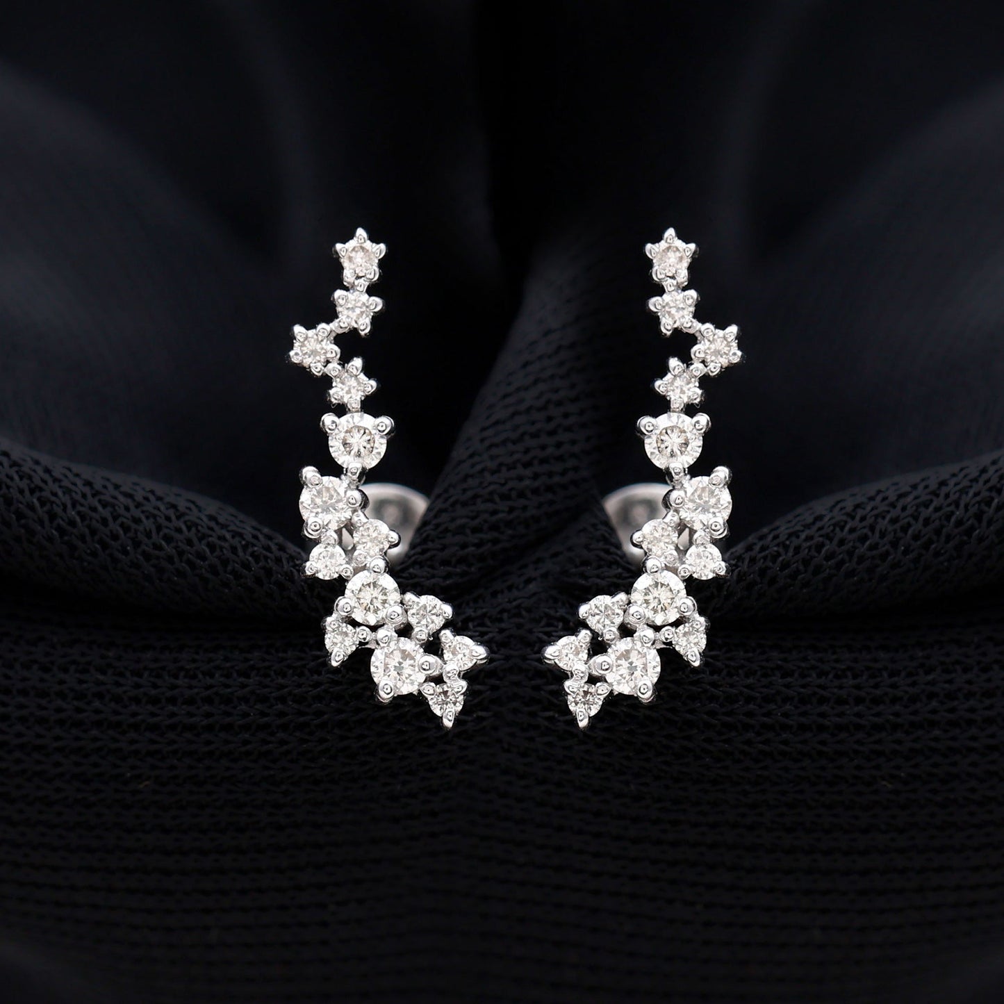 Certified Moissanite Ear Climber Earrings