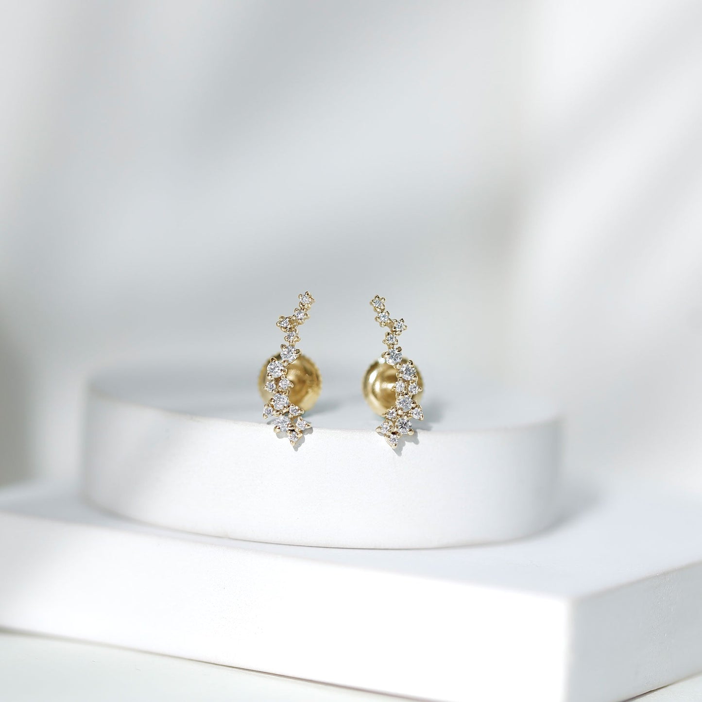 Certified Moissanite Ear Climber Earrings