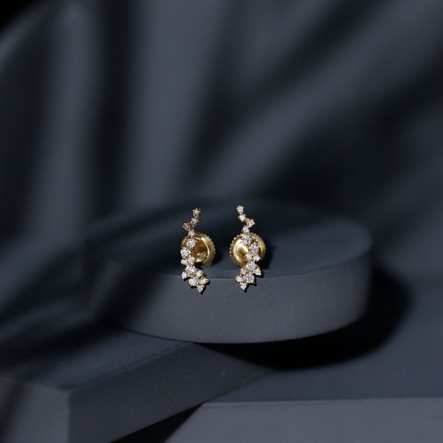 Certified Moissanite Ear Climber Earrings