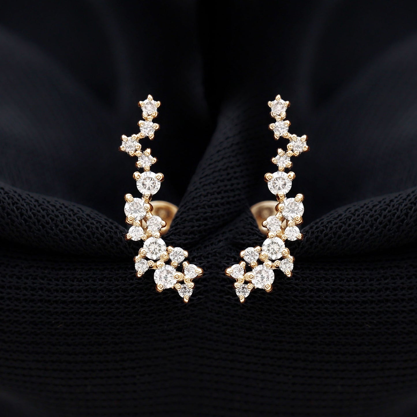 Certified Moissanite Ear Climber Earrings