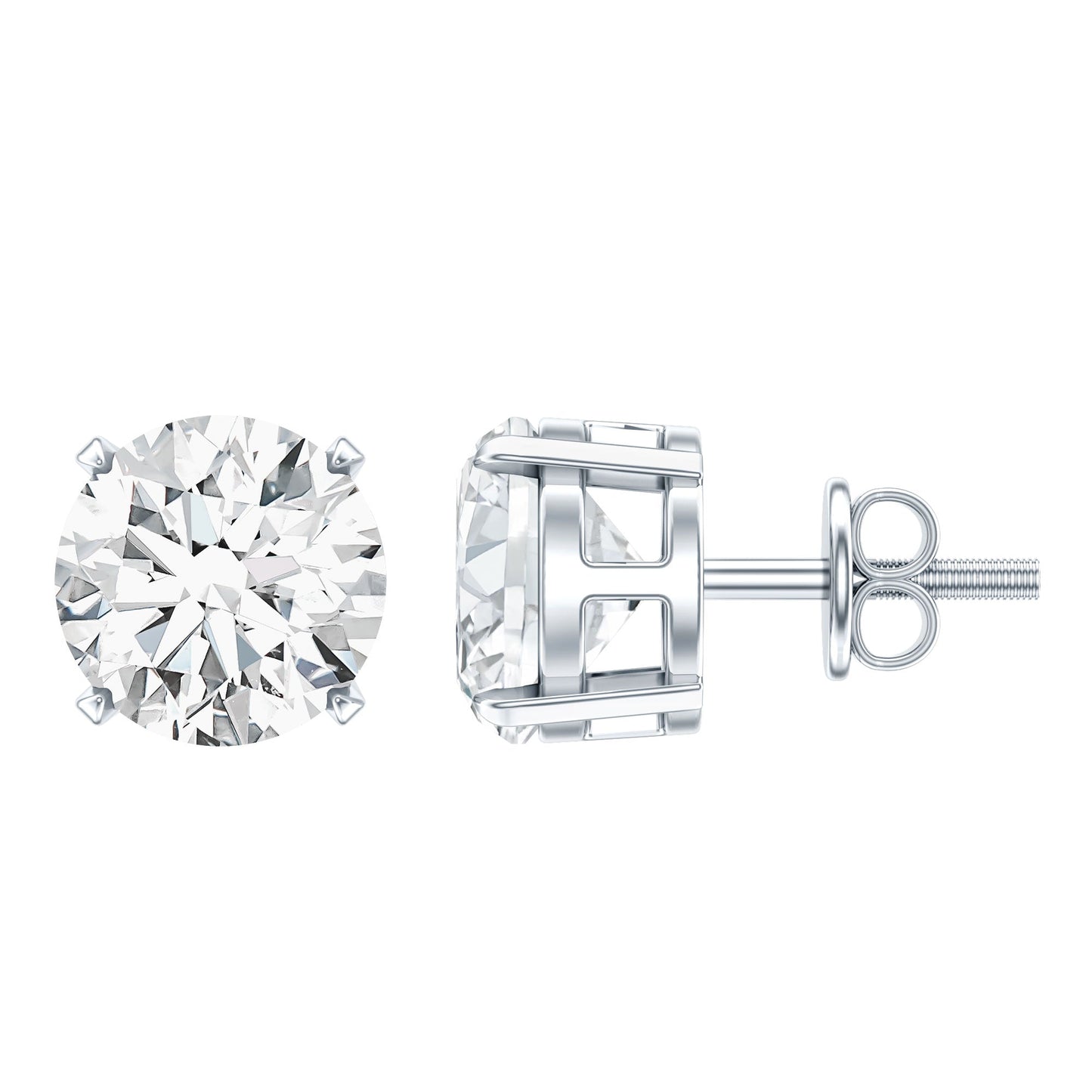 2.5 Carat Round Moissanite Studs in Claw Setting