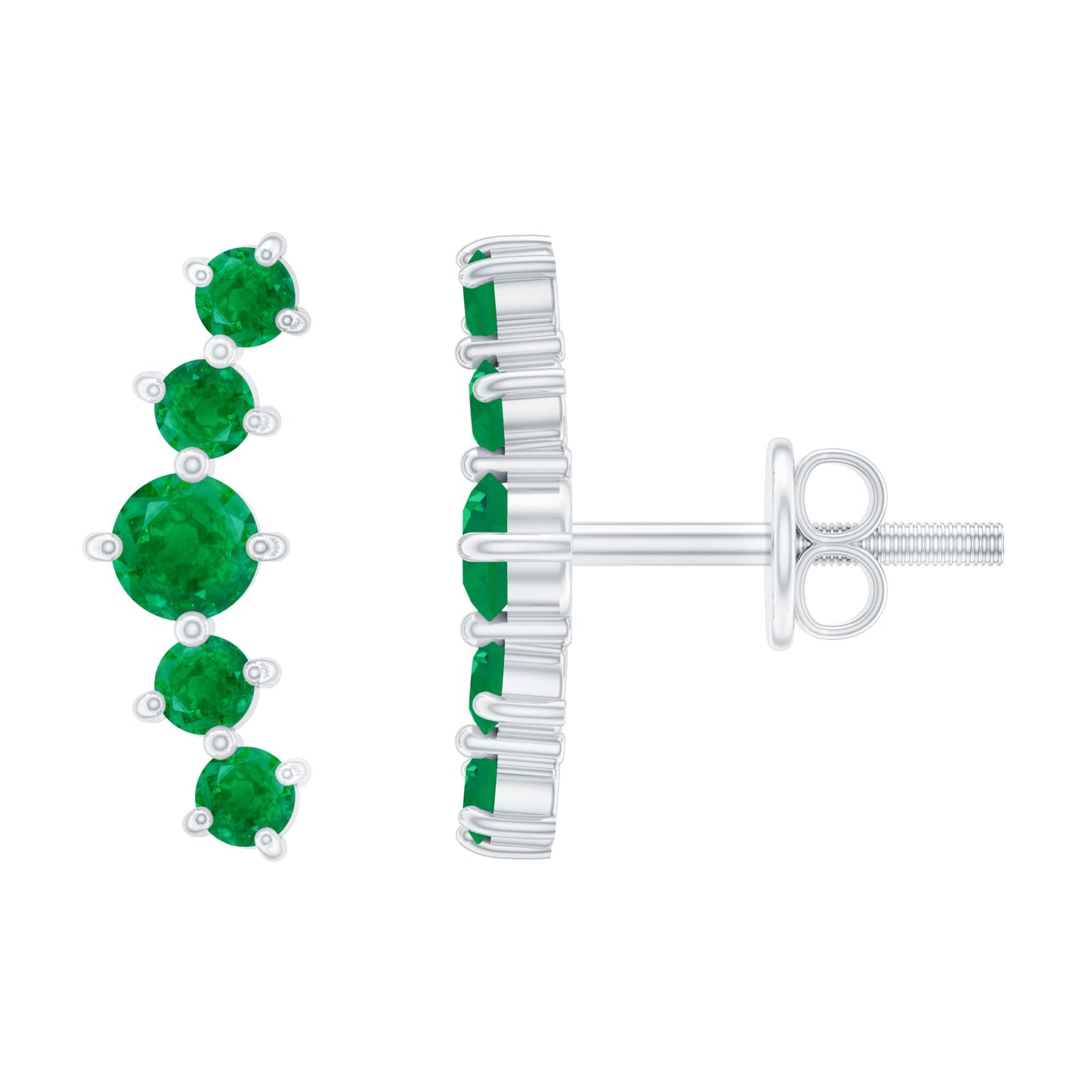 Emerald Stud Climber Earrings