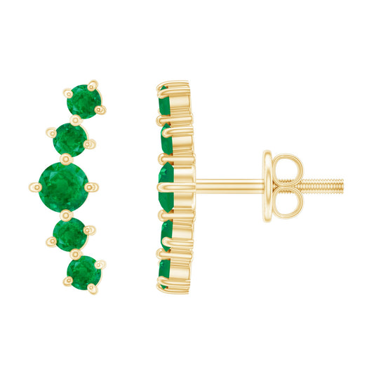 Emerald Stud Climber Earrings
