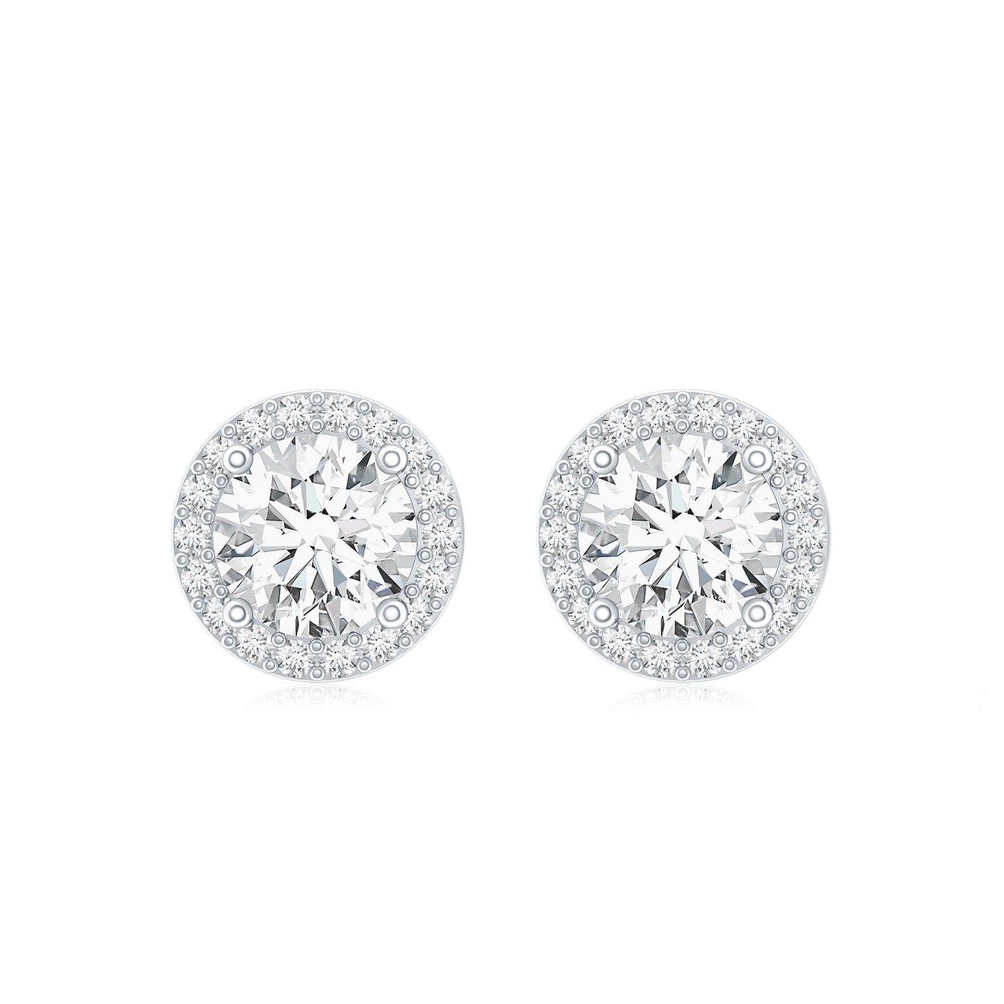 3 CT Certified Moissanite Minimal Stud Earrings with Halo in Gold