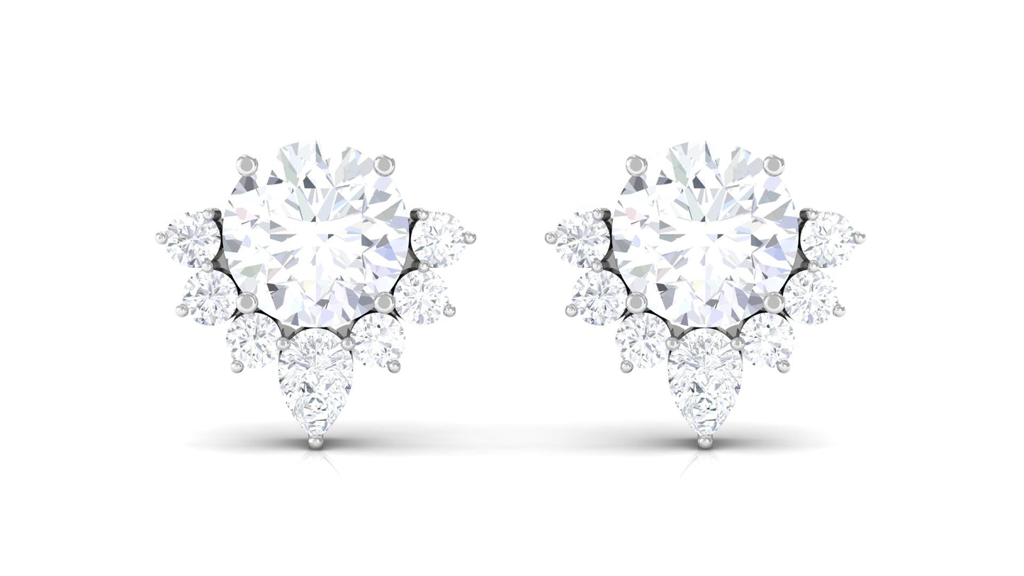 1.50 CT Certified Moissanite Classic Stud Earrings with Half Halo
