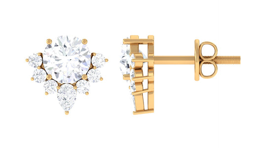 1.50 CT Certified Moissanite Classic Stud Earrings with Half Halo