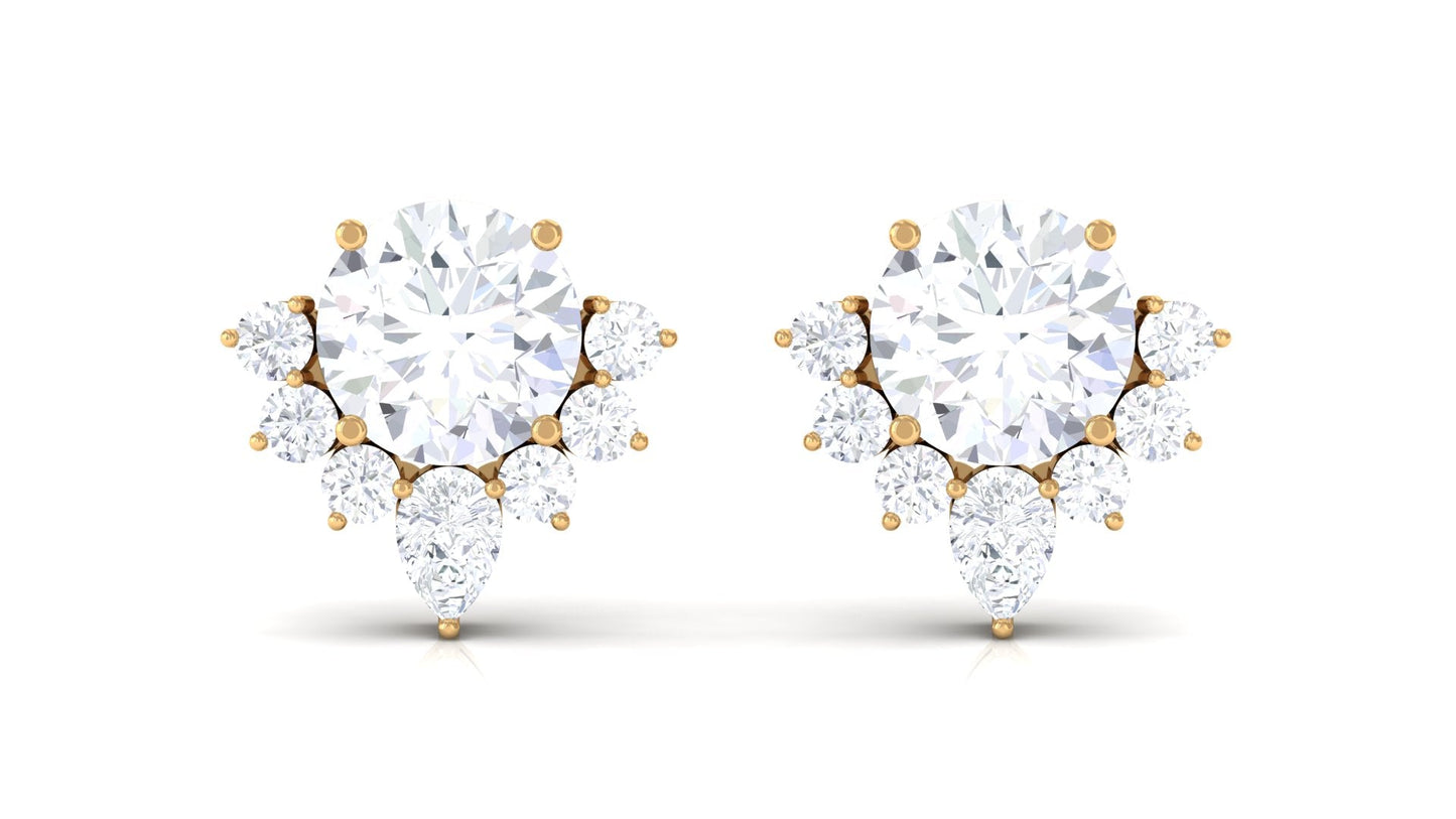 1.50 CT Certified Moissanite Classic Stud Earrings with Half Halo