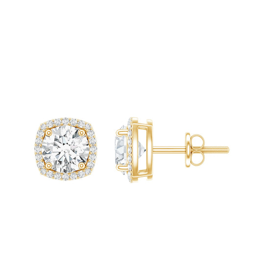 2.25 CT Round Shape Moissanite Stud Earrings with Halo