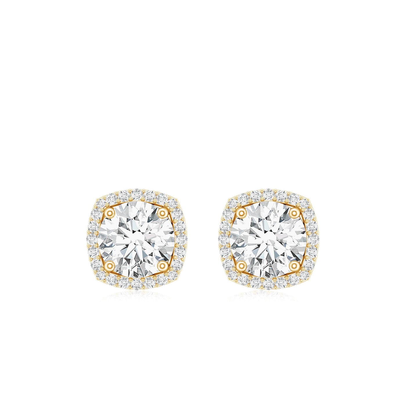 2.25 CT Round Shape Moissanite Stud Earrings with Halo