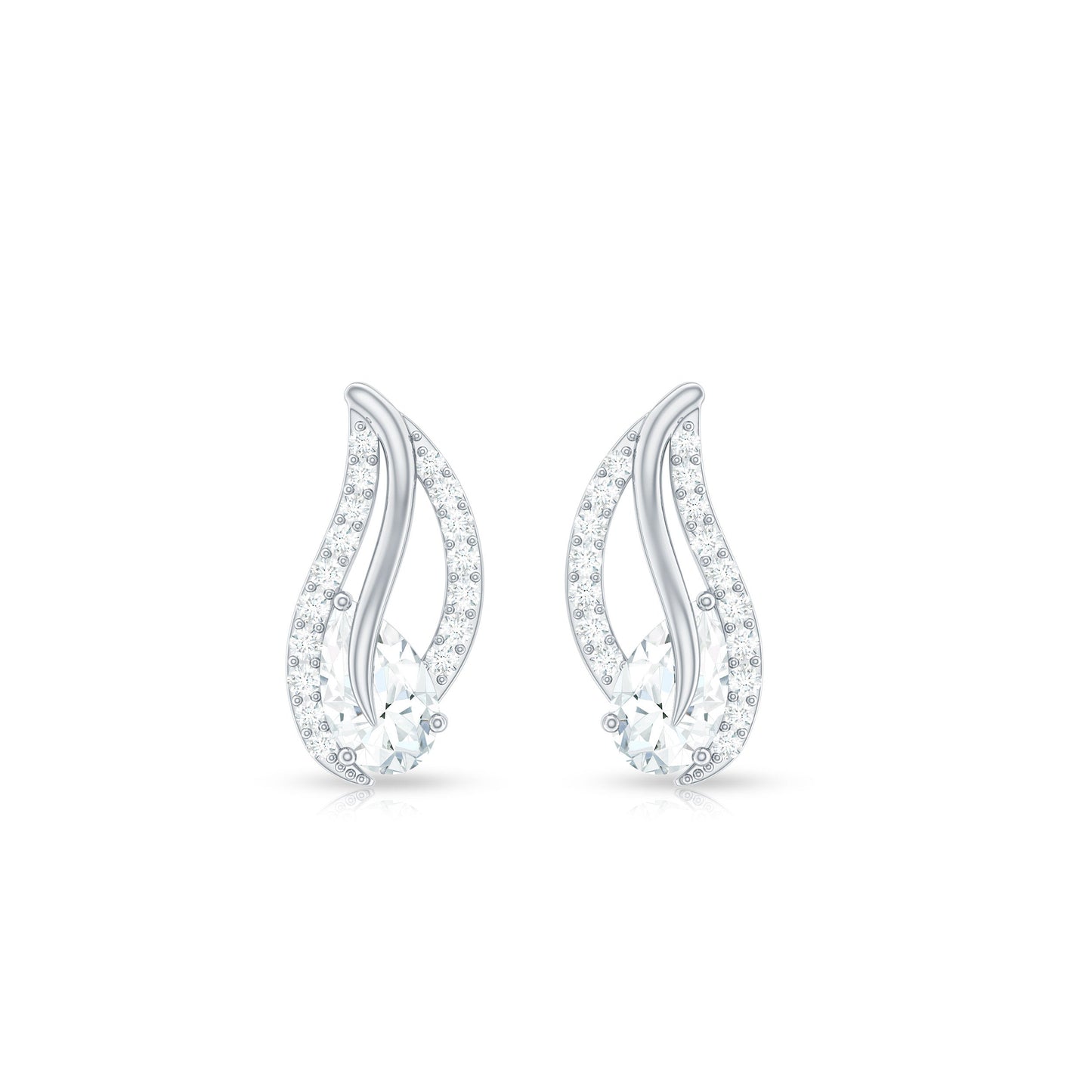 Certified Moissanite Leaf Stud Earrings with Screw Back
