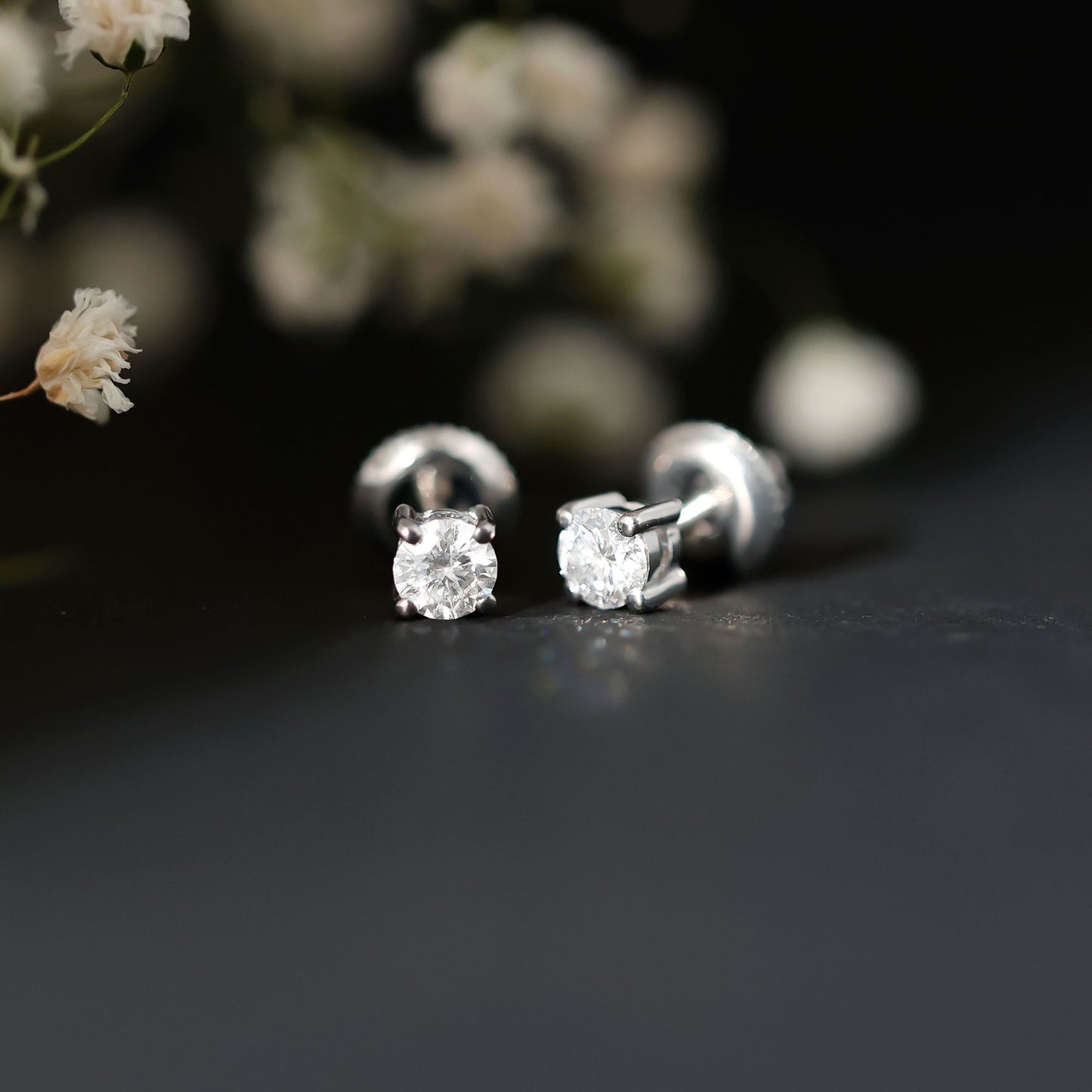 Sterling Silver Moissanite Half Carat Stud Earring