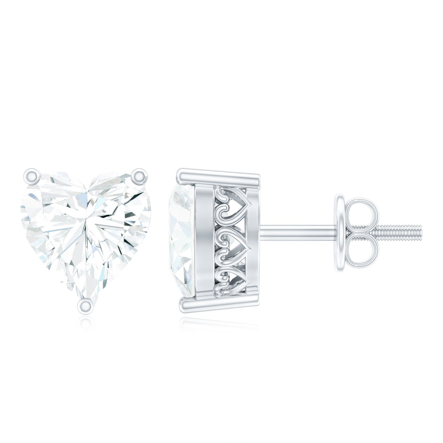 Certified 3 Carat Moissanite Heart Earrings For Women