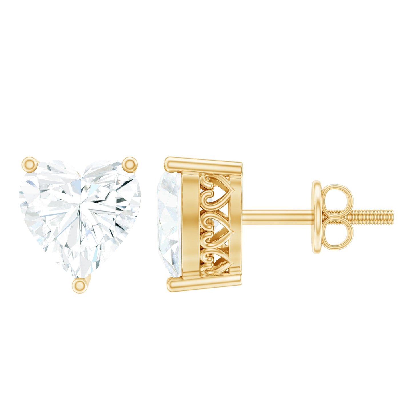 Certified 3 Carat Moissanite Heart Earrings For Women