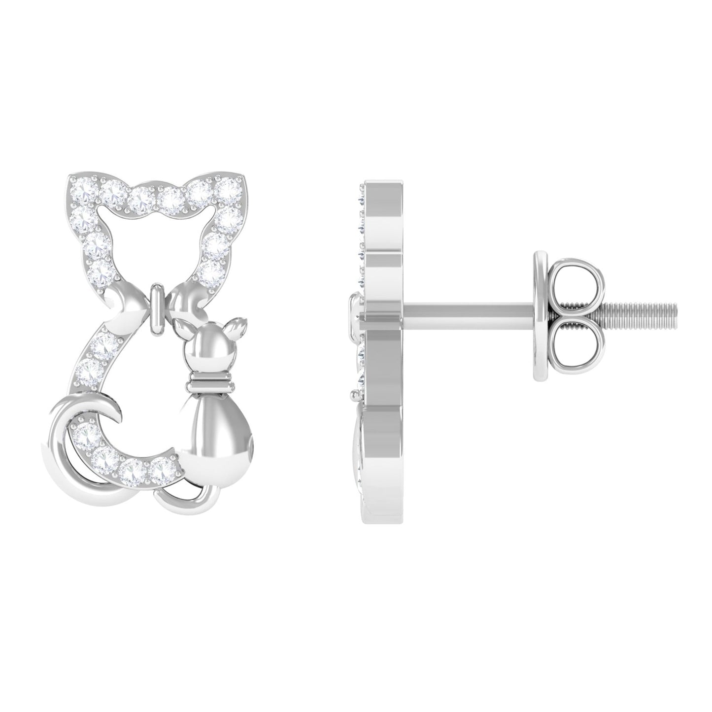 Certified Diamond Cat Stud Earrings
