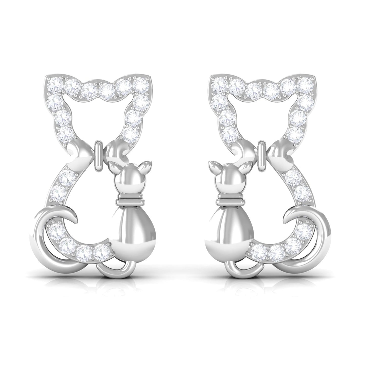 Certified Diamond Cat Stud Earrings