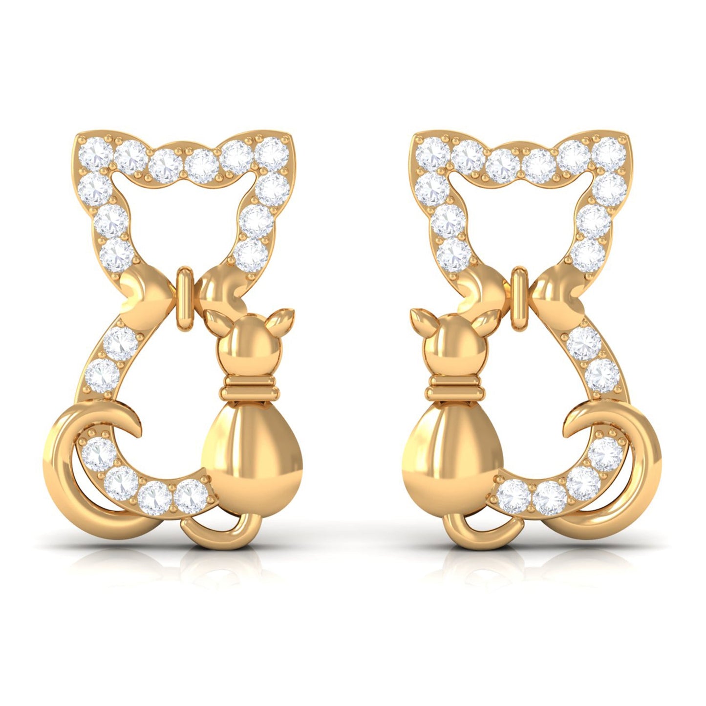 Certified Diamond Cat Stud Earrings