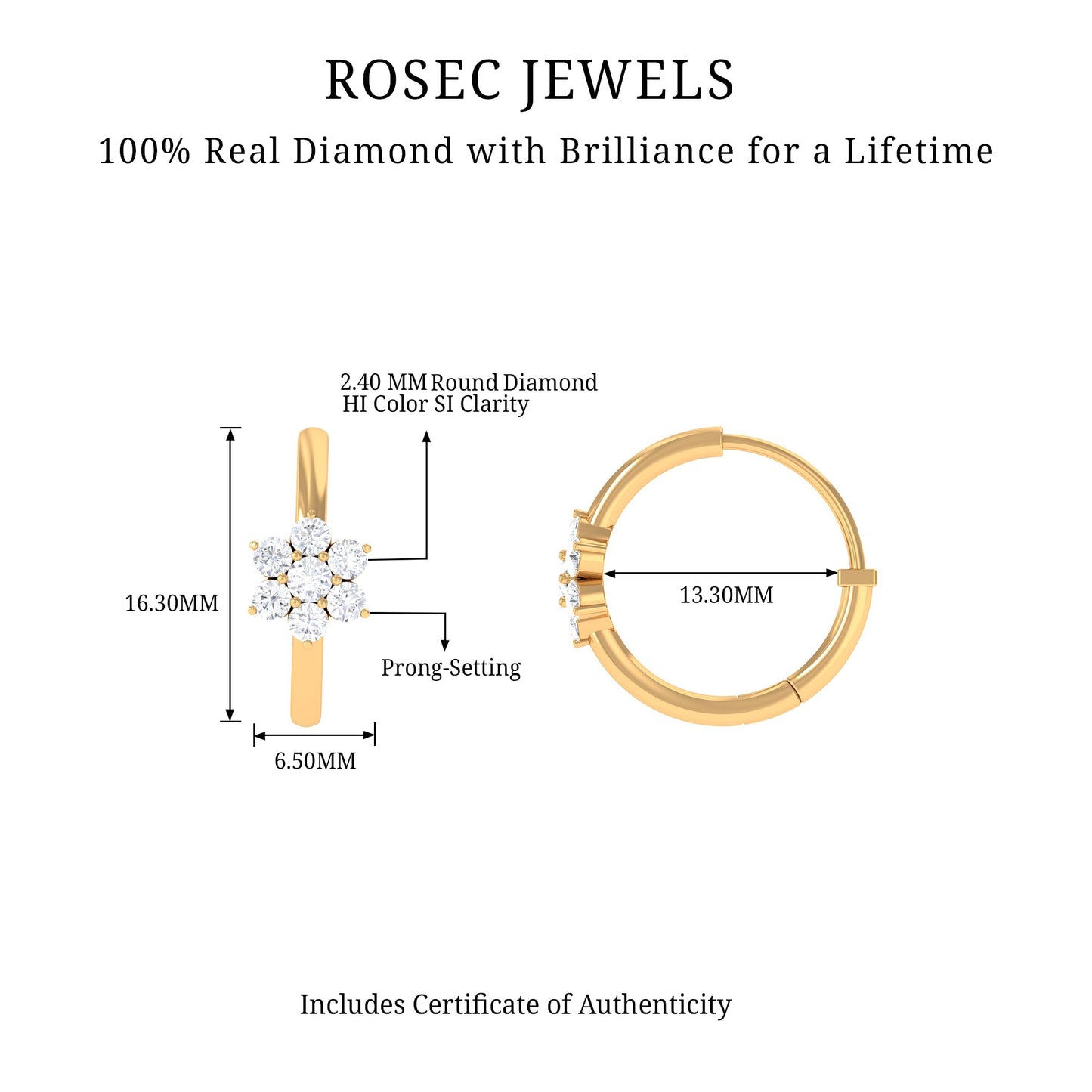 Diamond Flower Hoop Earrings For Her