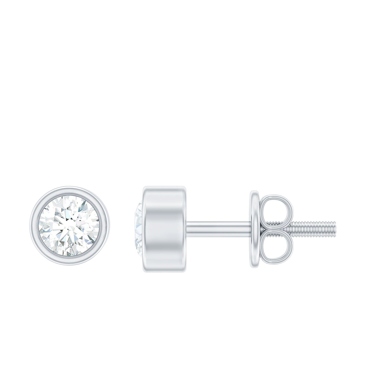 Minimalistic Bezel Set Diamond Stud Earrings