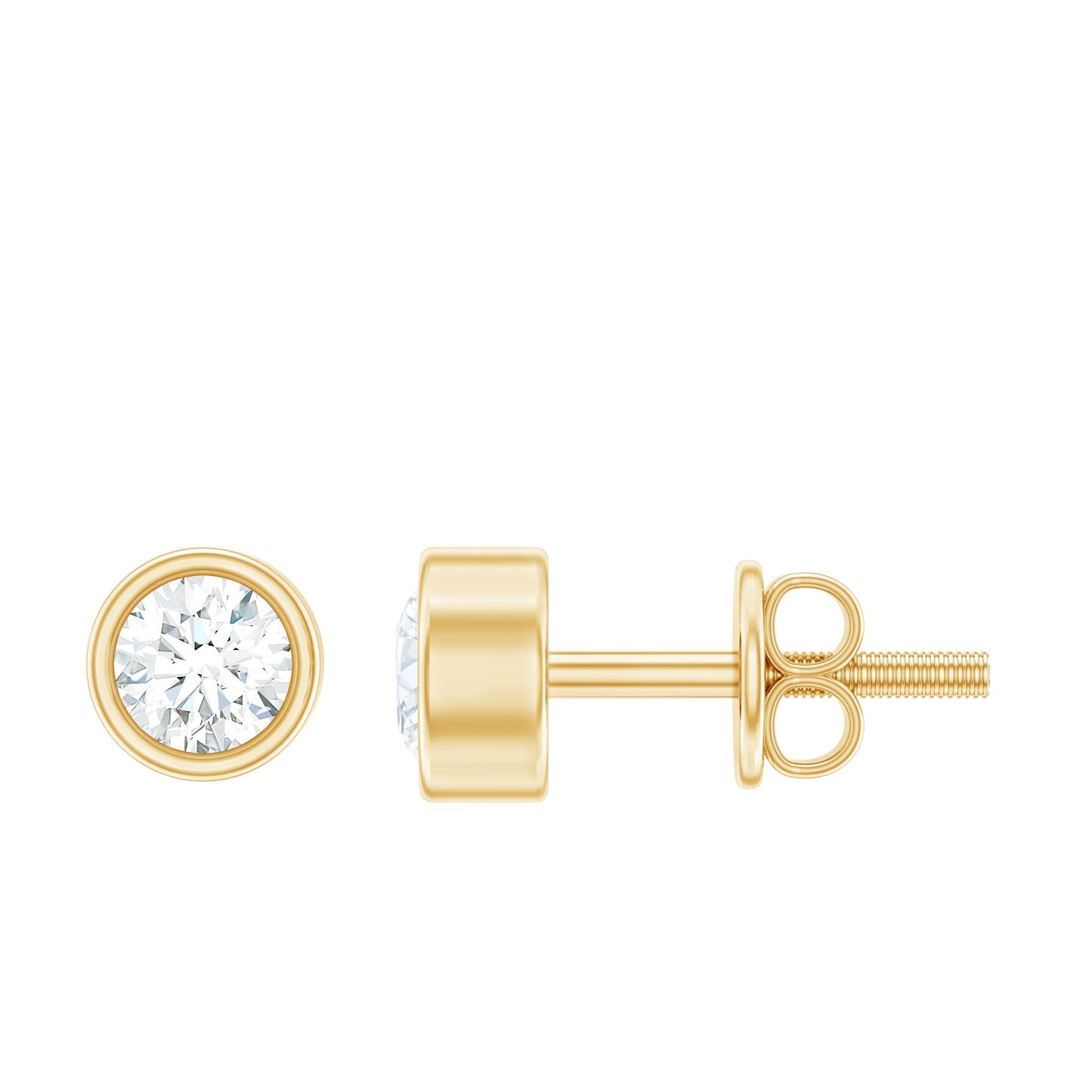 Minimalistic Bezel Set Diamond Stud Earrings