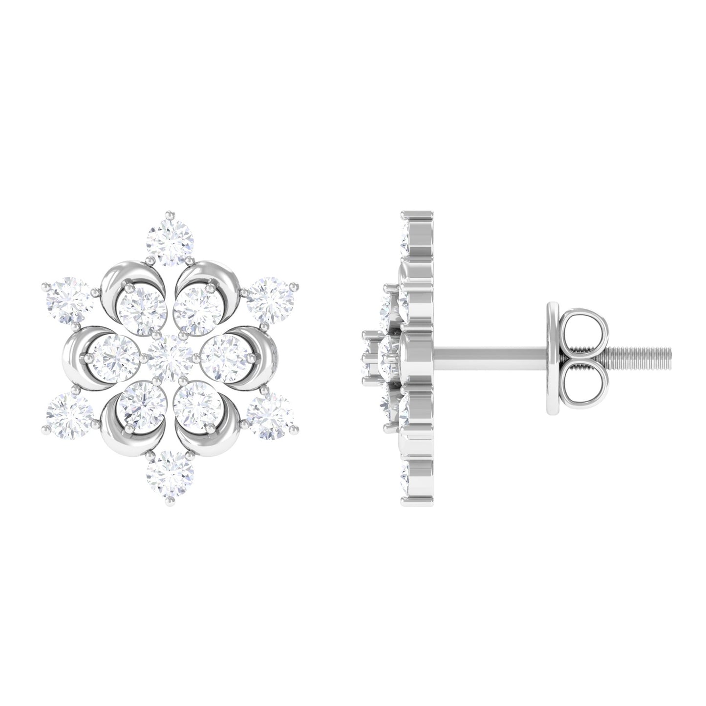 Certified Diamond Snowflake Stud Earrings