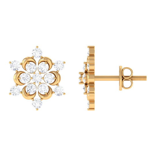 Certified Diamond Snowflake Stud Earrings