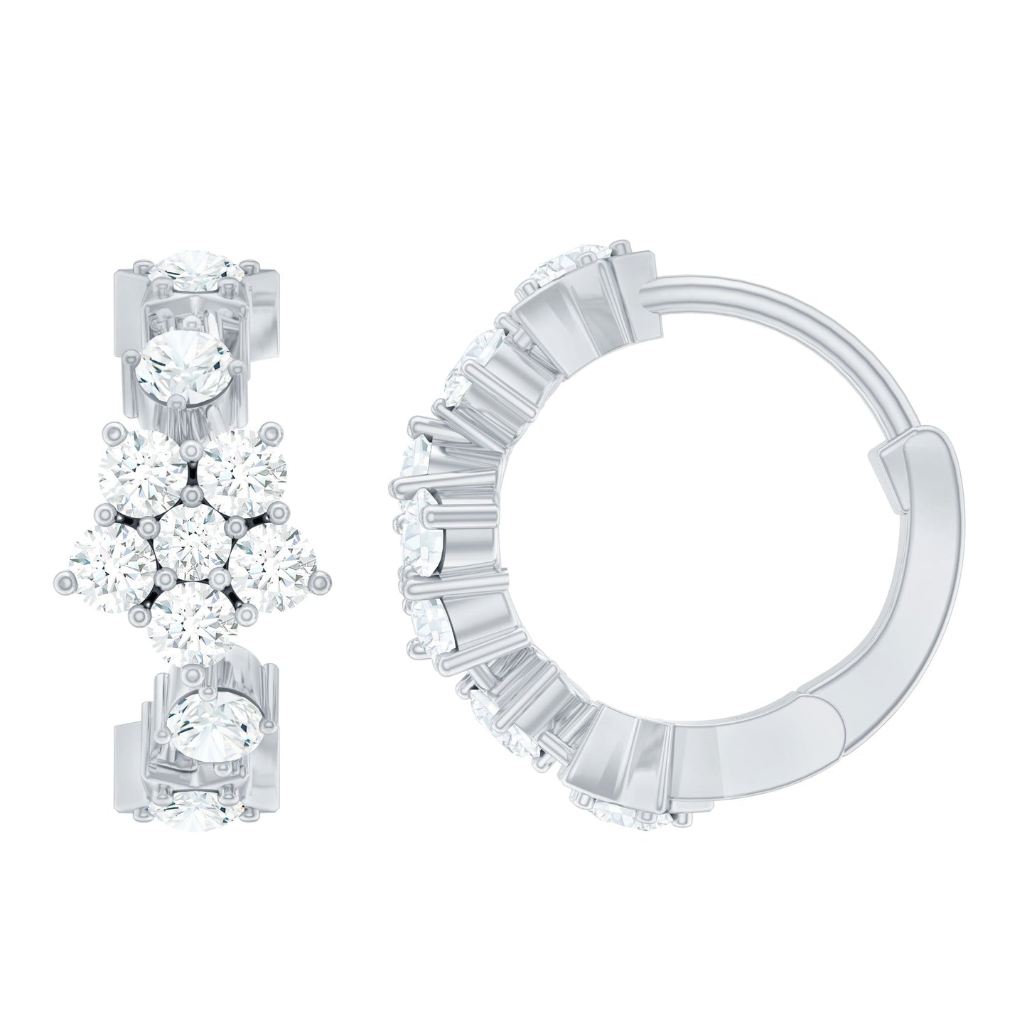 Certified Diamond Flower Hoop Earrings For Women
