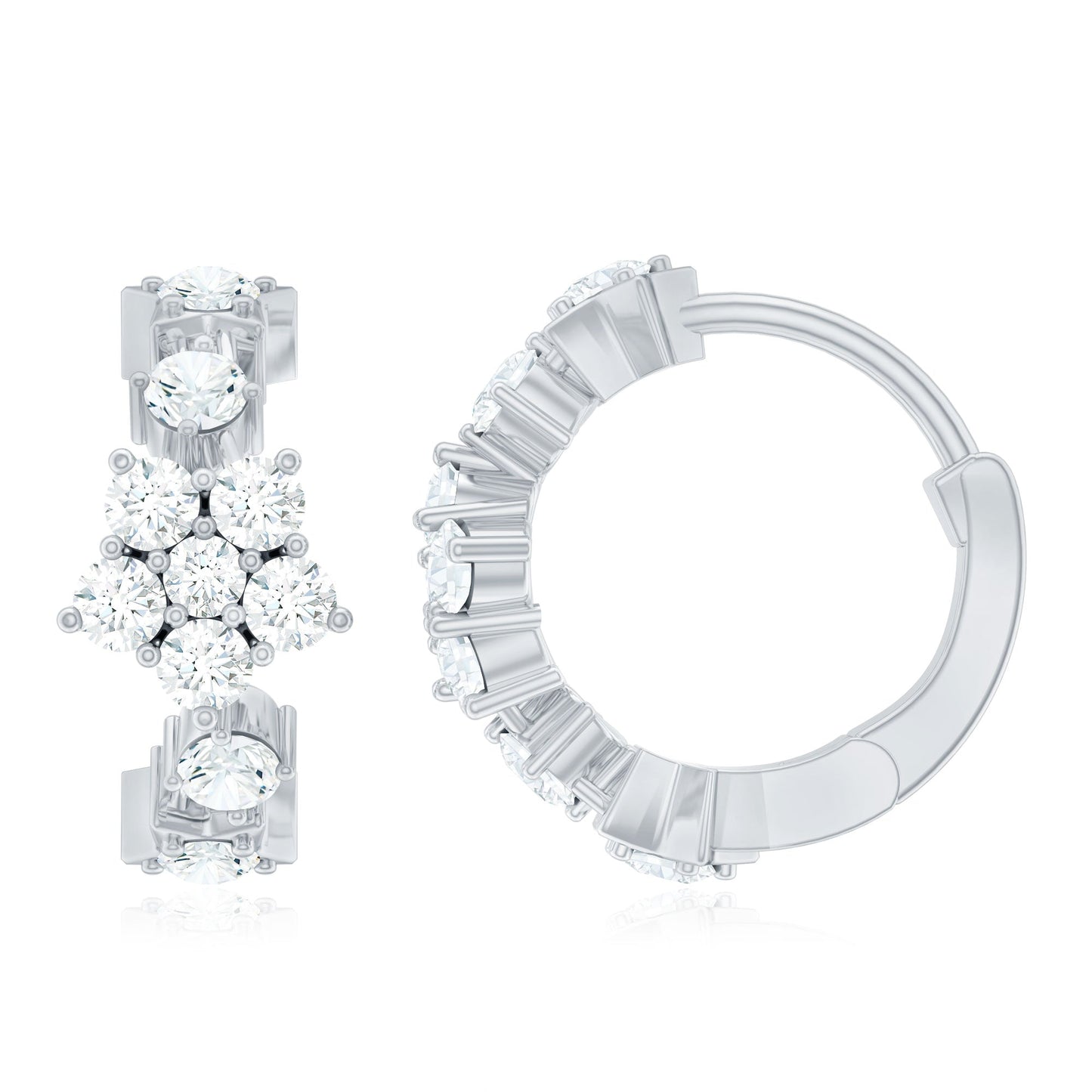 Certified Diamond Flower Hoop Earrings For Women