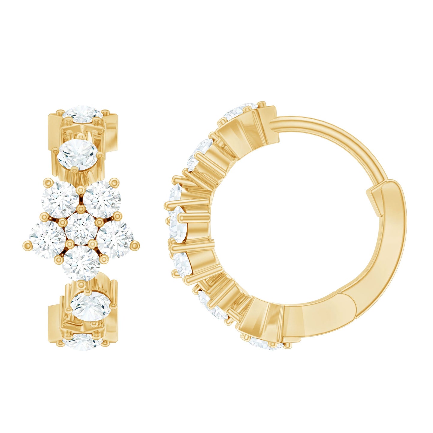 Certified Diamond Flower Hoop Earrings For Women