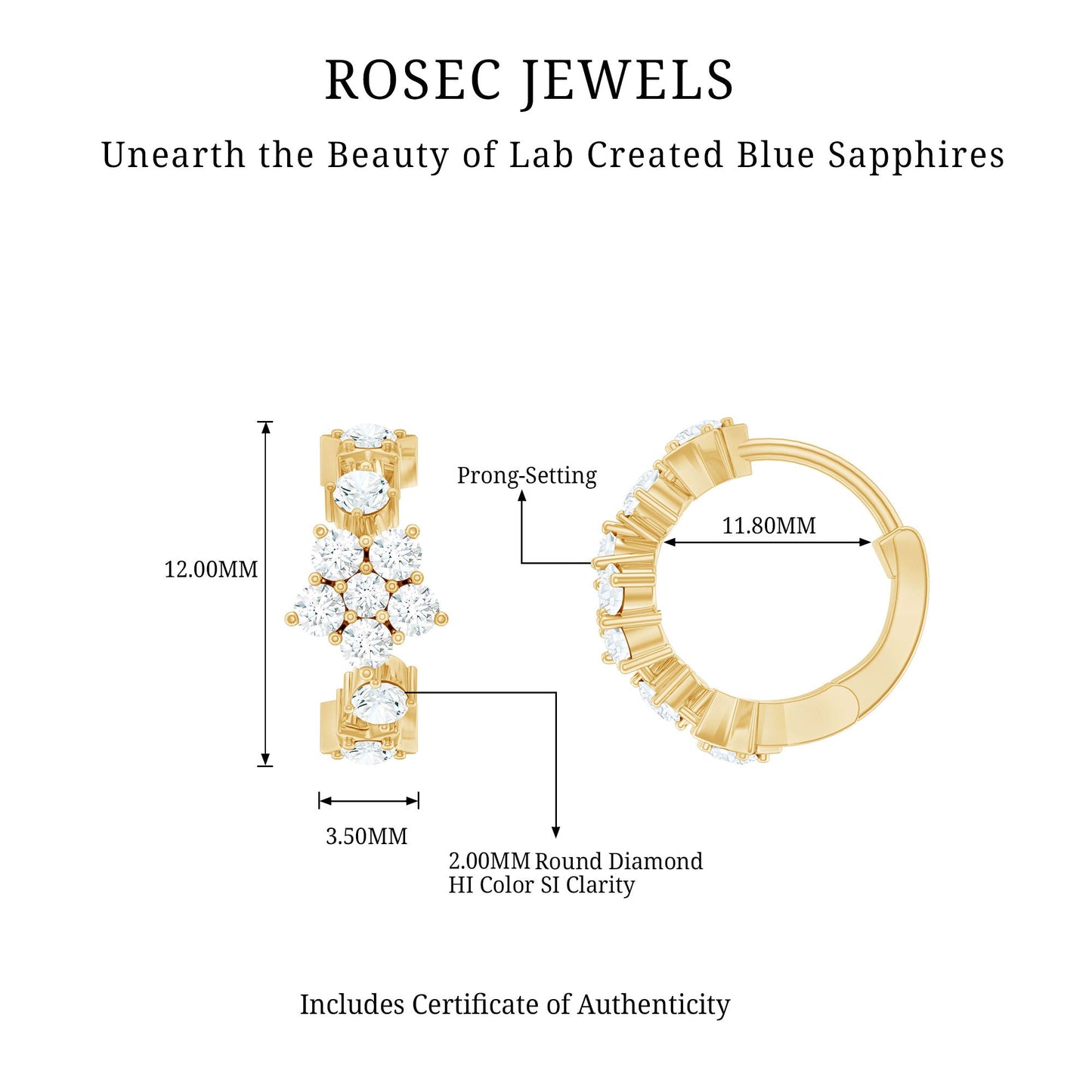 Certified Diamond Flower Hoop Earrings For Women