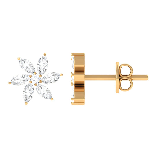 Natural Diamond Flower Earrings for Everyday