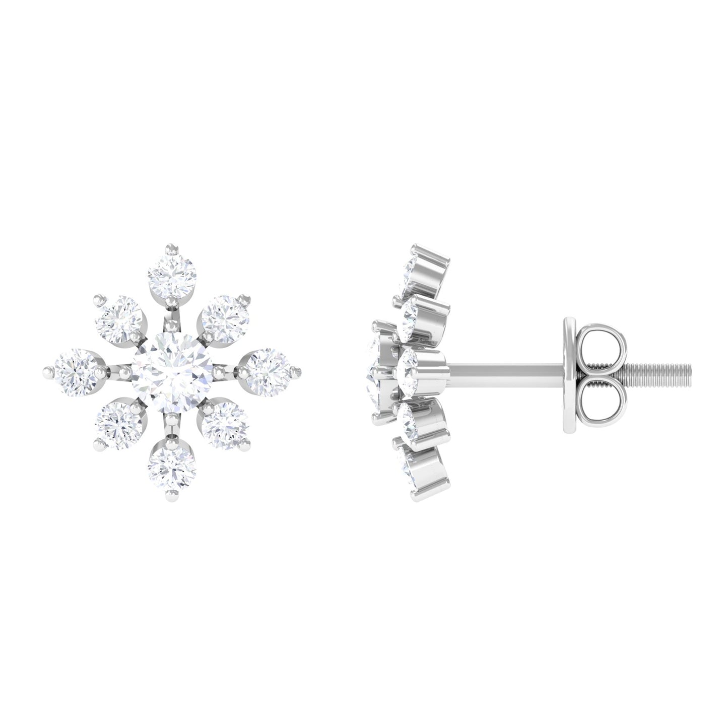 Certified Moissanite Floral Stud Earrings for Women