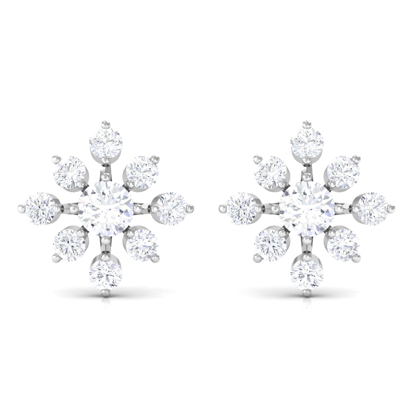Certified Moissanite Floral Stud Earrings for Women