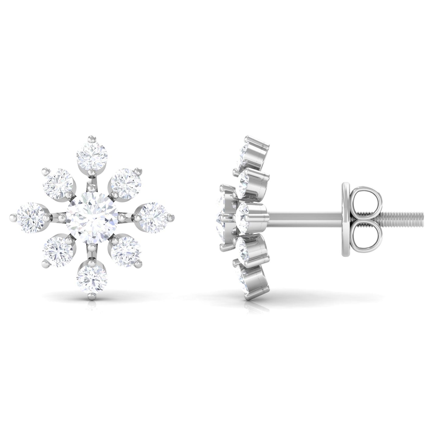 Certified Moissanite Floral Stud Earrings for Women