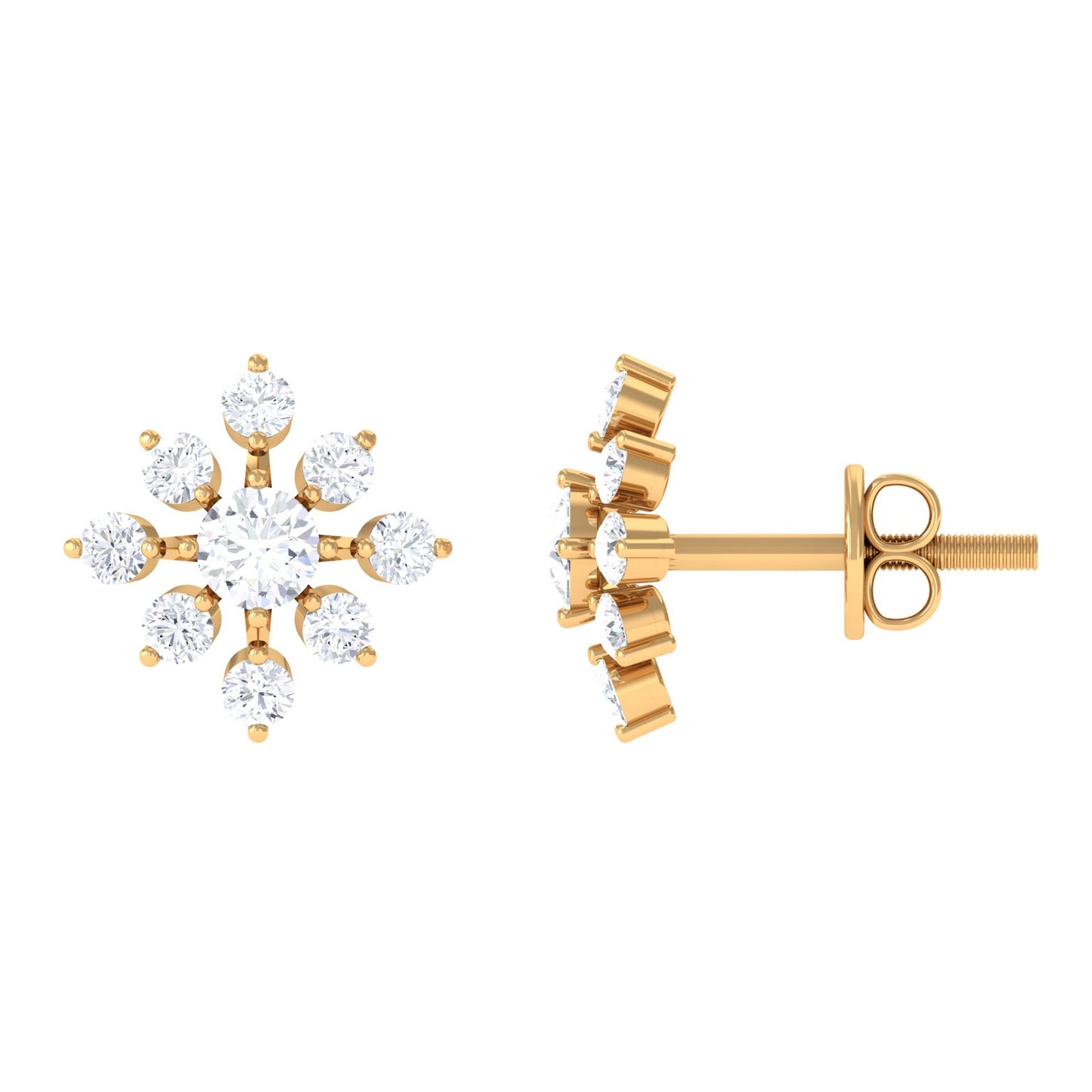 Certified Moissanite Floral Stud Earrings for Women