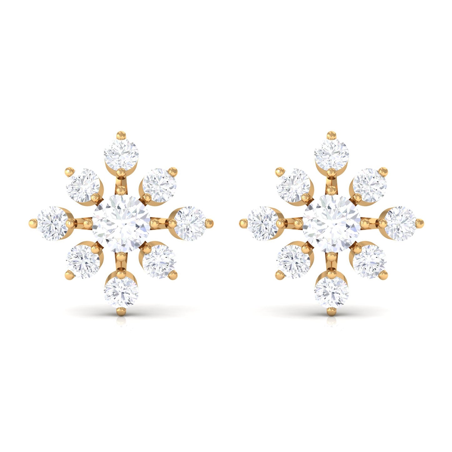 Certified Moissanite Floral Stud Earrings for Women