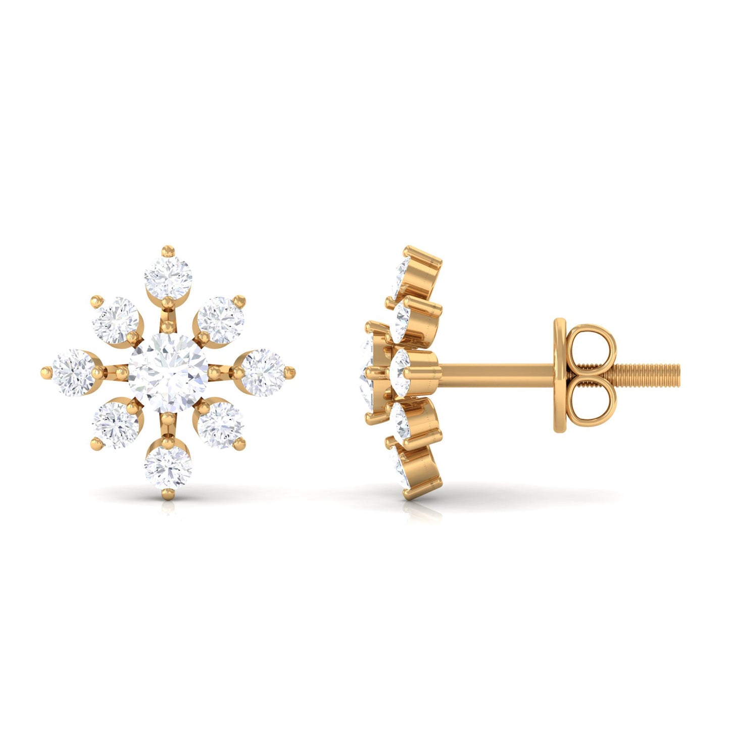 Certified Moissanite Floral Stud Earrings for Women