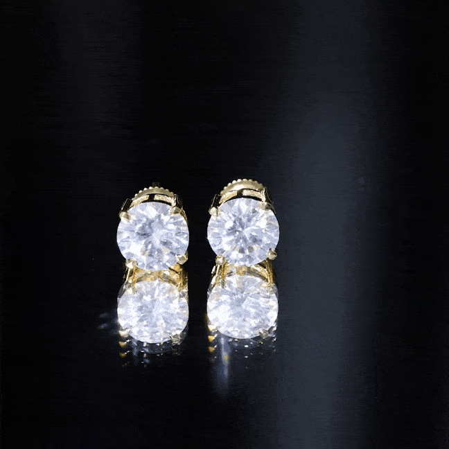 2 Carat Round Cut Moissanite Solitaire Stud Earrings