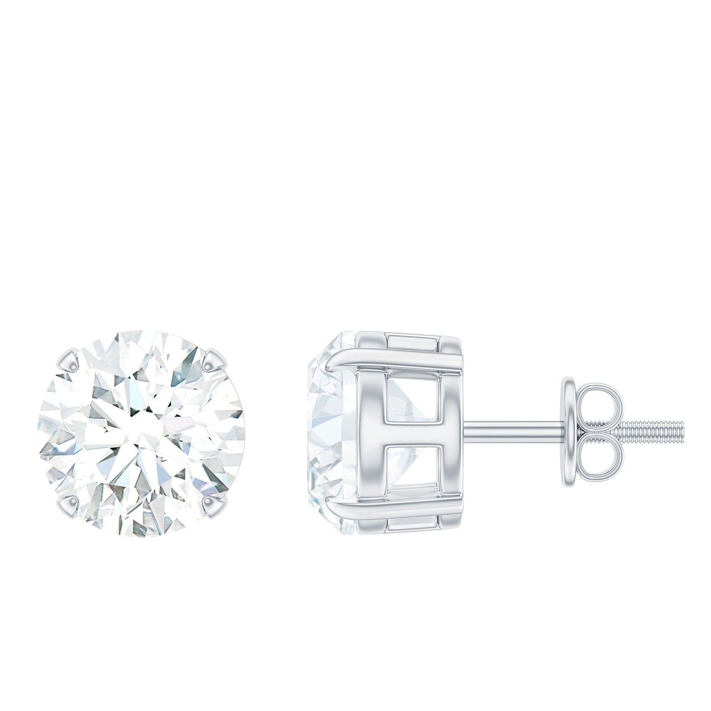 2 Carat Round Cut Moissanite Solitaire Stud Earrings