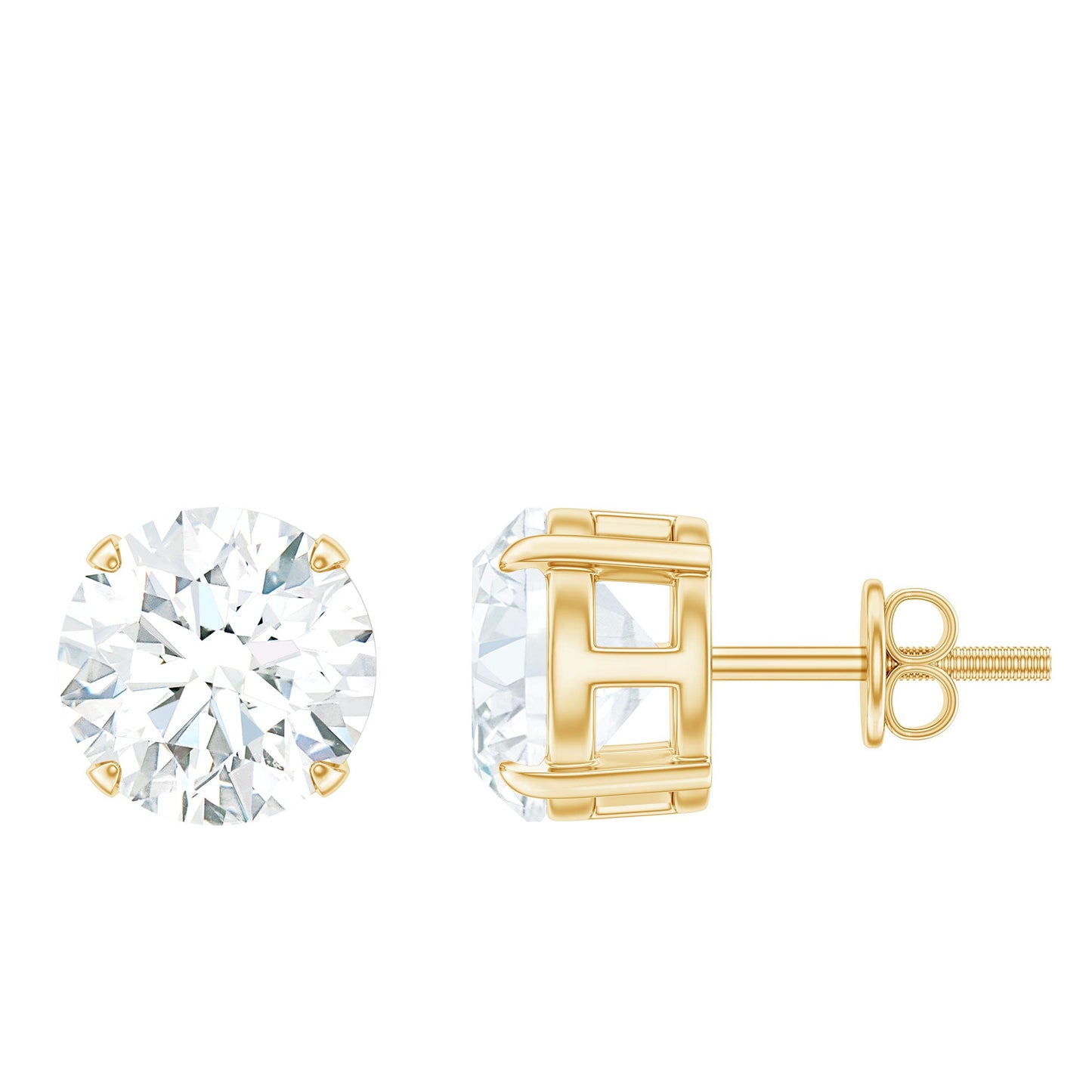 2 Carat Round Cut Moissanite Solitaire Stud Earrings