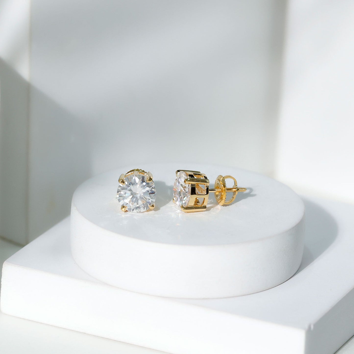 2 Carat Round Cut Moissanite Solitaire Stud Earrings