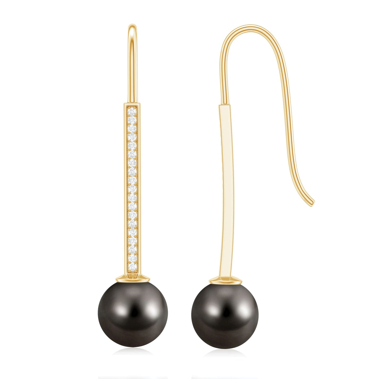 Tahitian Pearl Dangle Earrings with Moissanite Stones