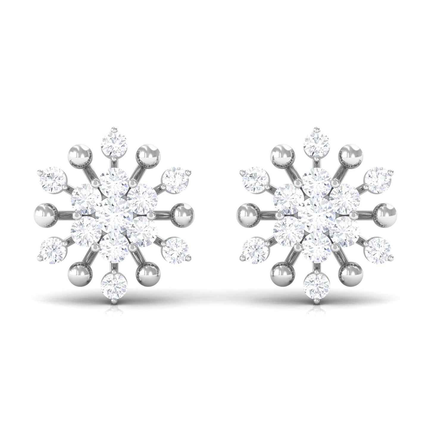 3/4 CT Moissanite Floral Cluster Stud Earrings
